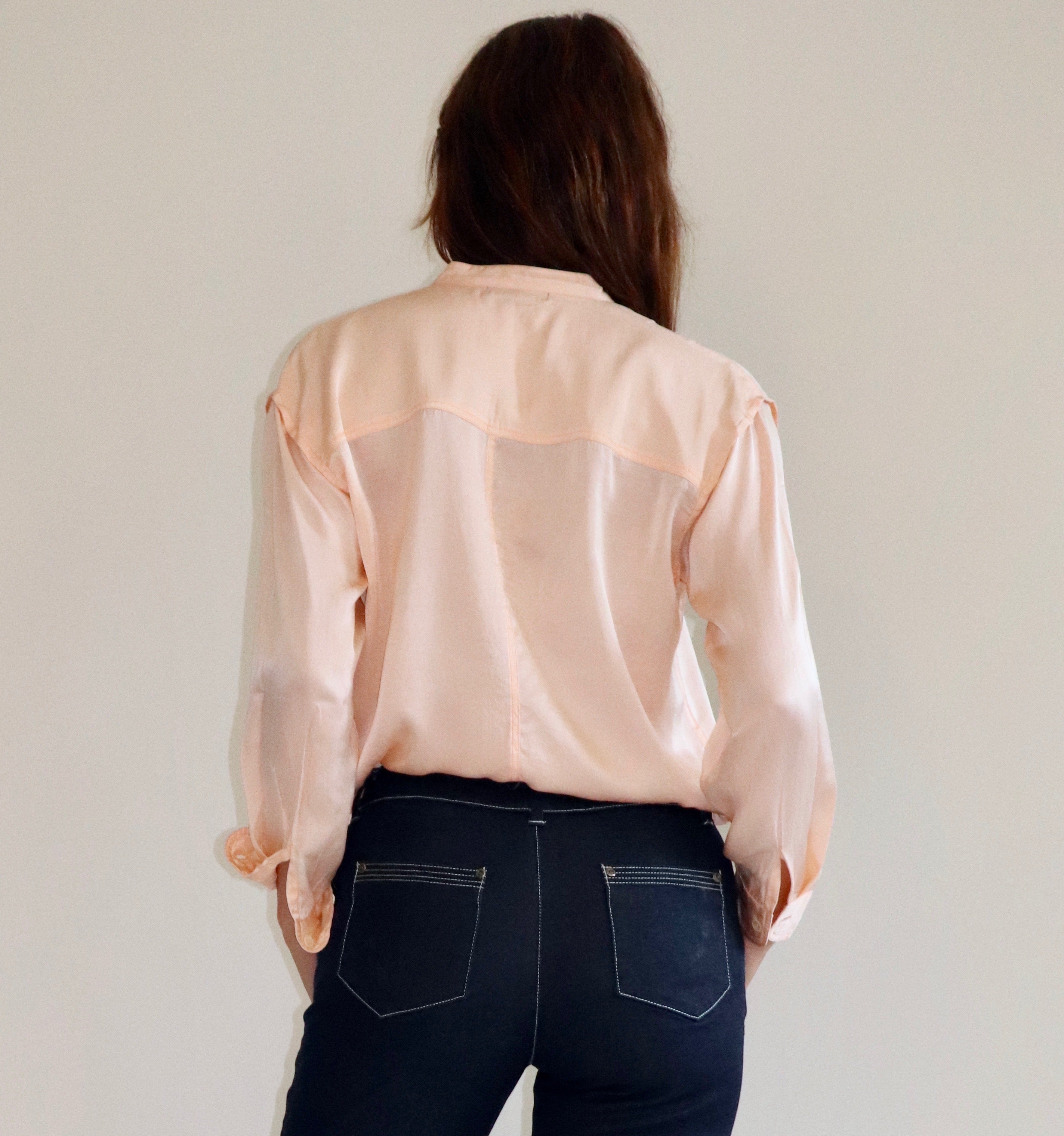 Fallon Shirt, Peach silk