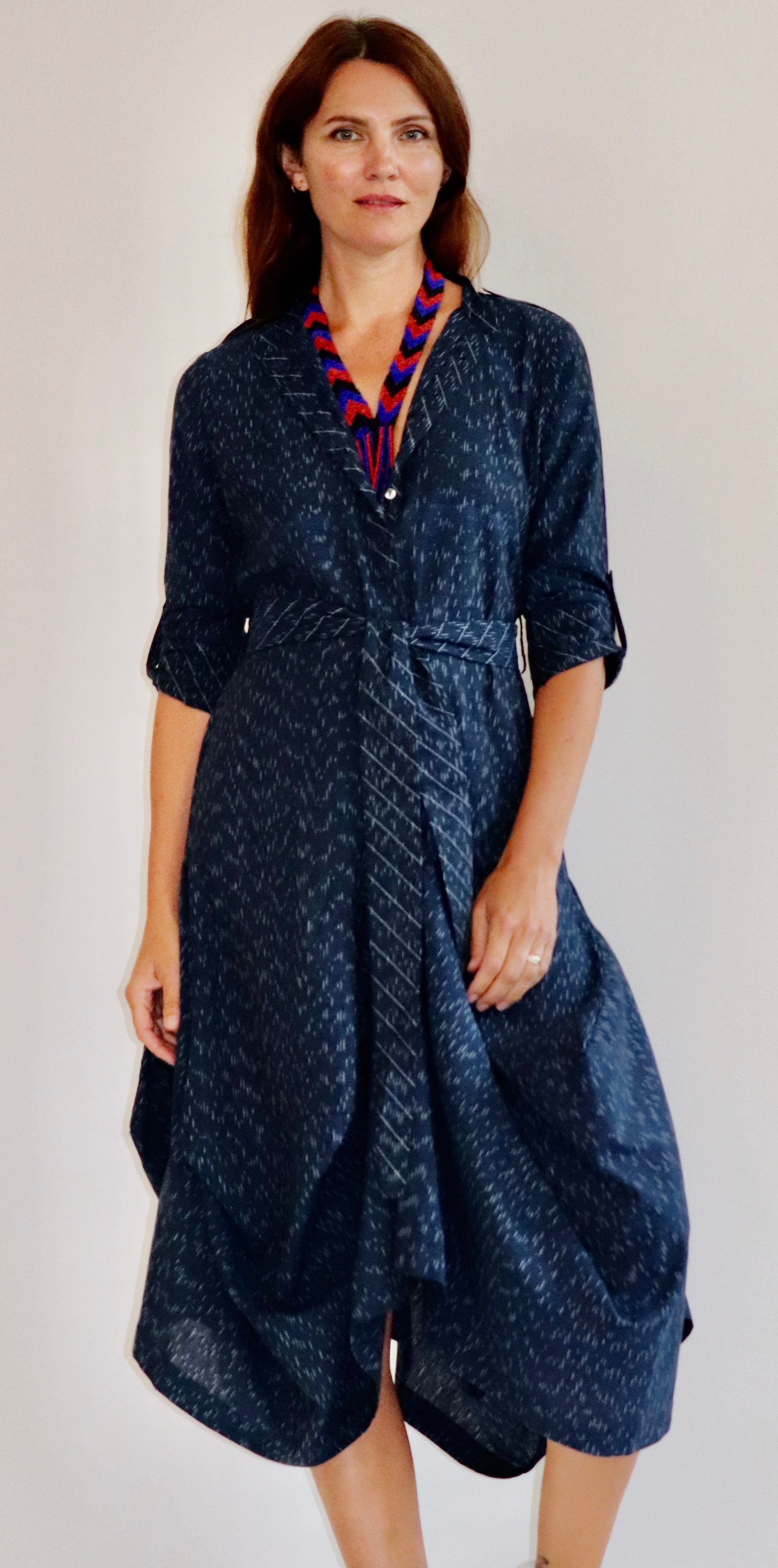 Market Dress Pinstriped Indigo