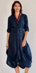 Market Dress Pinstriped Indigo