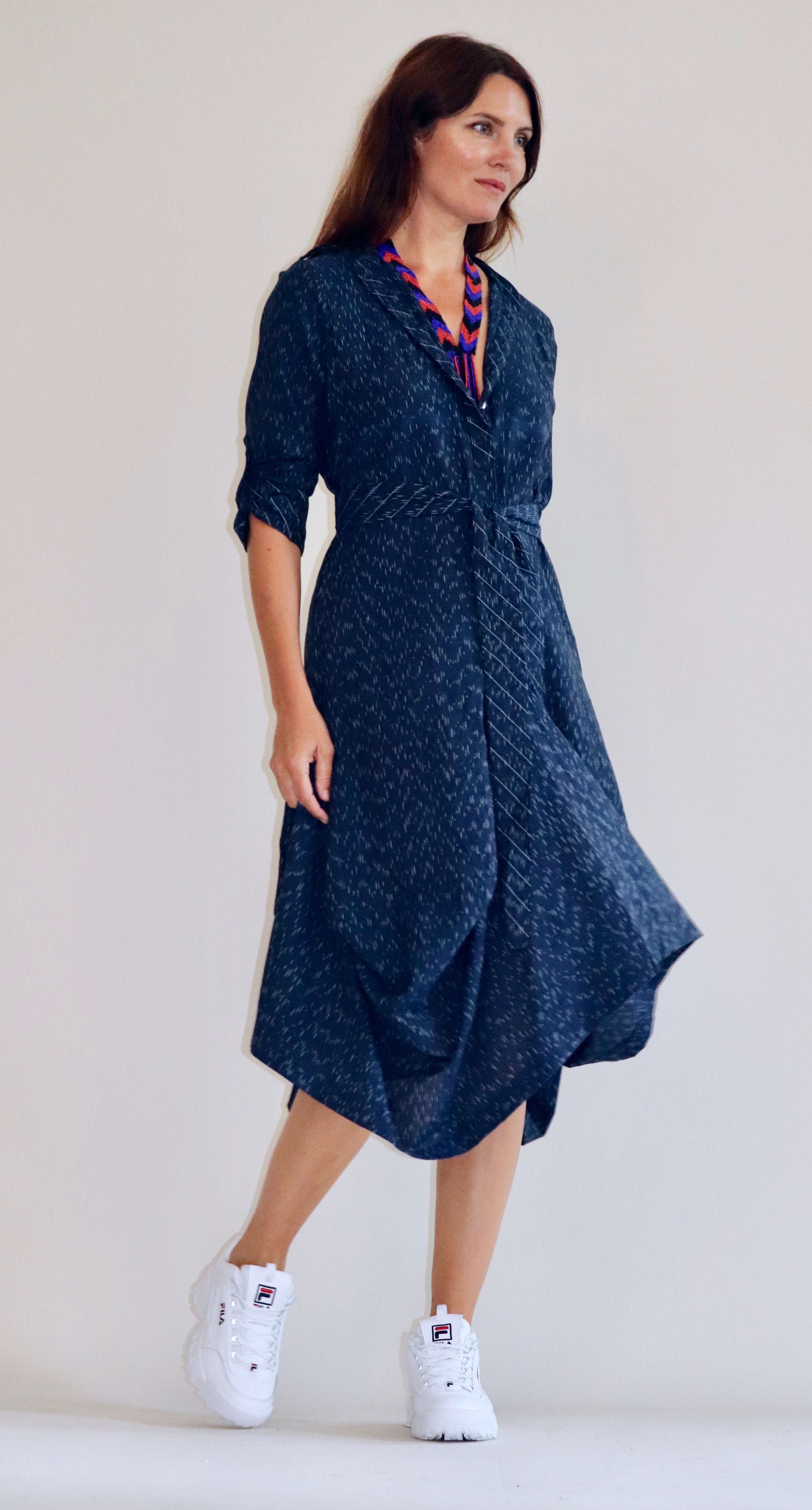 Market Dress Pinstriped Indigo