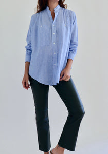 Peasant Shirt Blue White Stripe