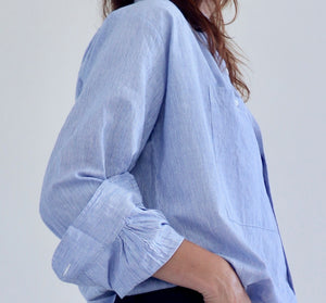 Peasant Shirt Blue White Stripe