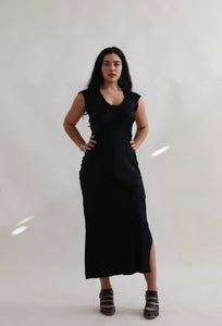Slip dress. Bias Silk Ankle Grazer Dress: Black