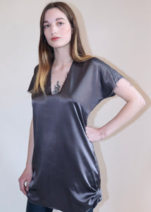 Empty Top. Anthracite. Silk Charmeuse