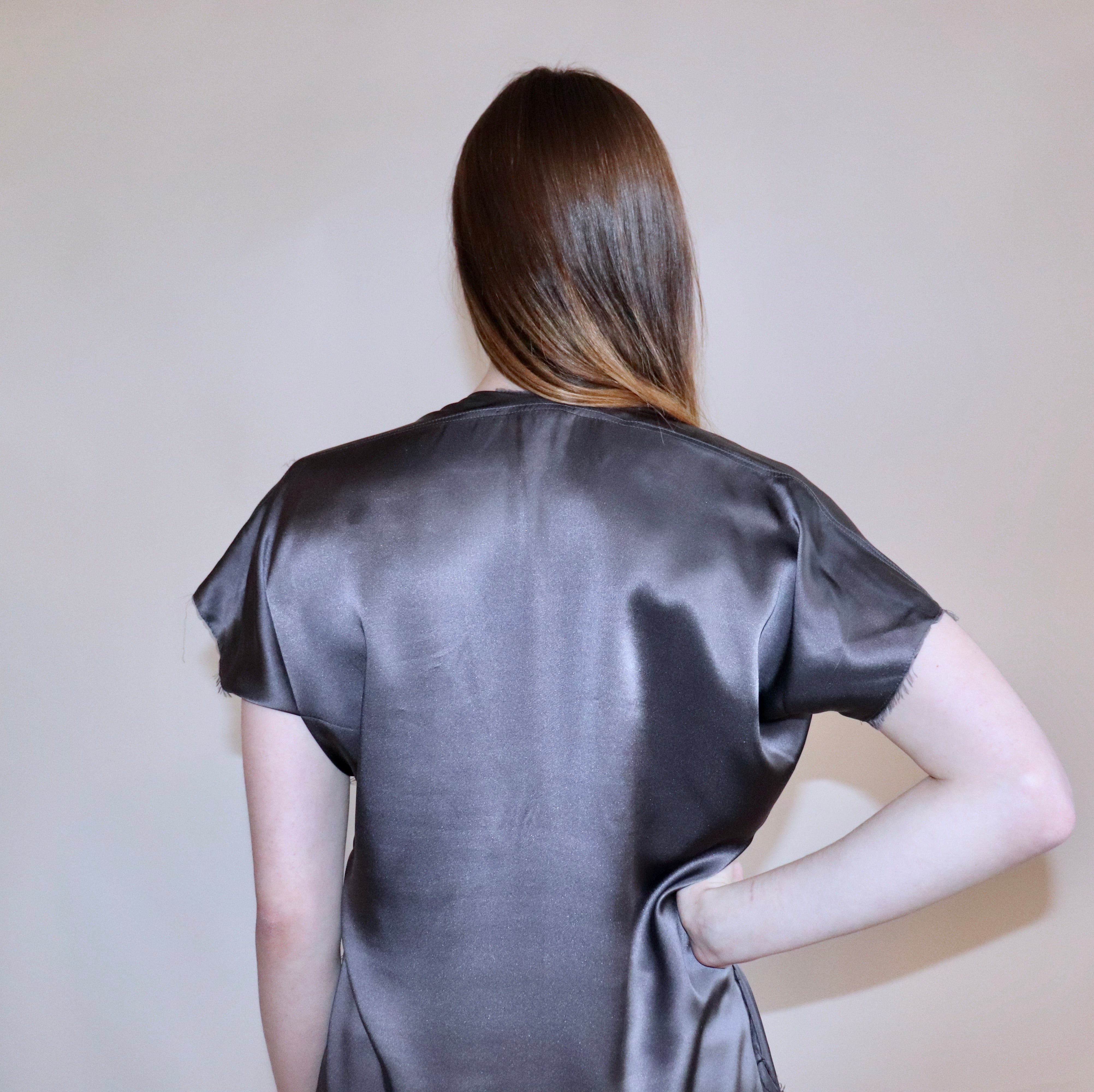 Empty Top. Anthracite. Silk Charmeuse