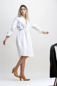 Gentlewoman Linen Peasant Dress, White.