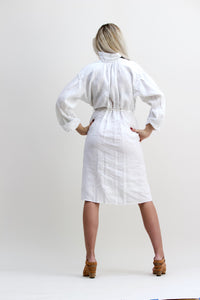 Gentlewoman Linen Peasant Dress, White.