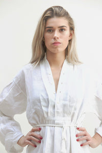 Gentlewoman Linen Peasant Dress, White.