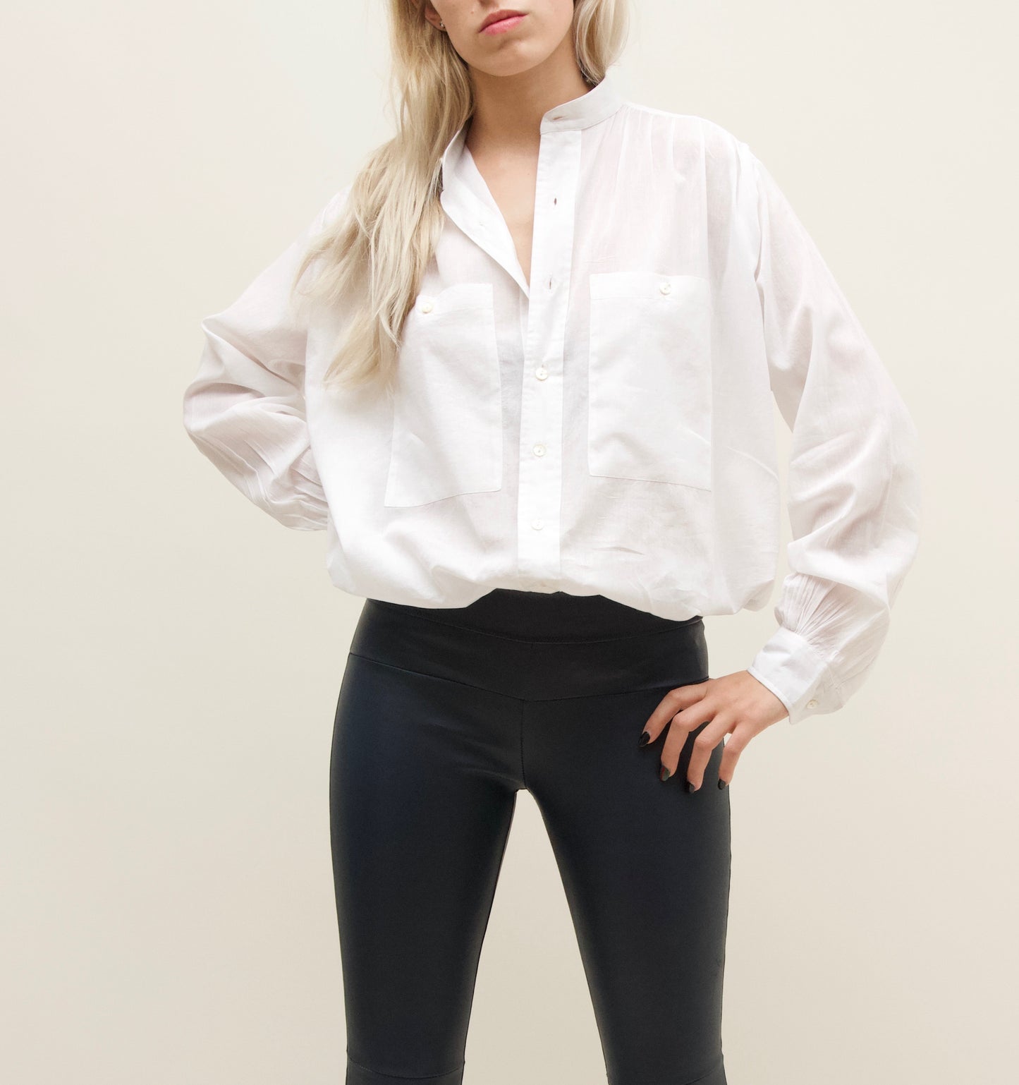 Stretch Lamb Leather Classic Leggings, Atlantic Blue
