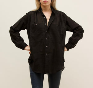 Peasant Shirt.. Black Cotton voile
