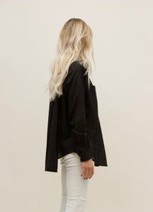 Peasant Shirt.. Black Cotton voile