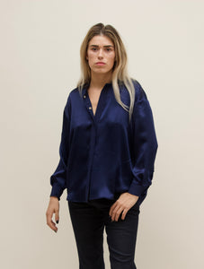 Fallon Shirt. Silk. Indigo