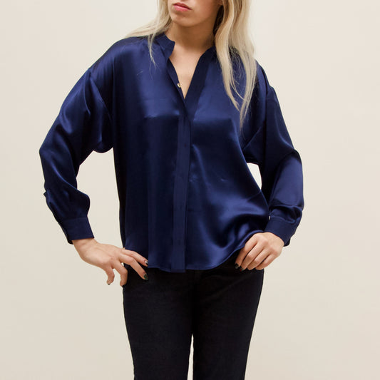 Fallon Shirt. Silk. Indigo