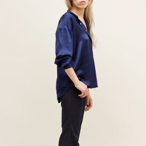 Fallon Shirt. Silk. Indigo