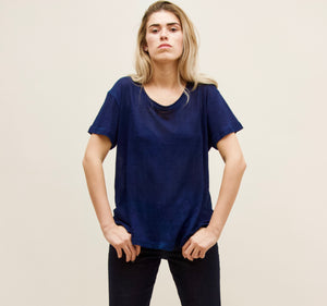 Unisex T-Shirt, Linen Jersey.  Indigo.