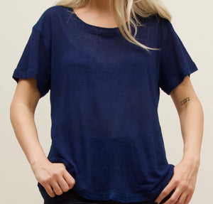 Unisex T-Shirt, Linen Jersey.  Indigo.