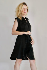Sleeveless shirt dress. Hera Dress,Silky Cupro