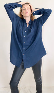 Peasant Shirt Indigo Stripe