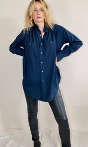 Peasant Shirt Indigo Stripe