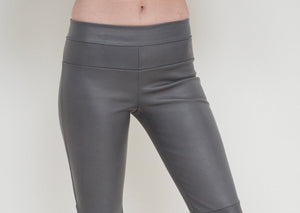 Stretch Lamb Leather Leggings. Steel Gray.