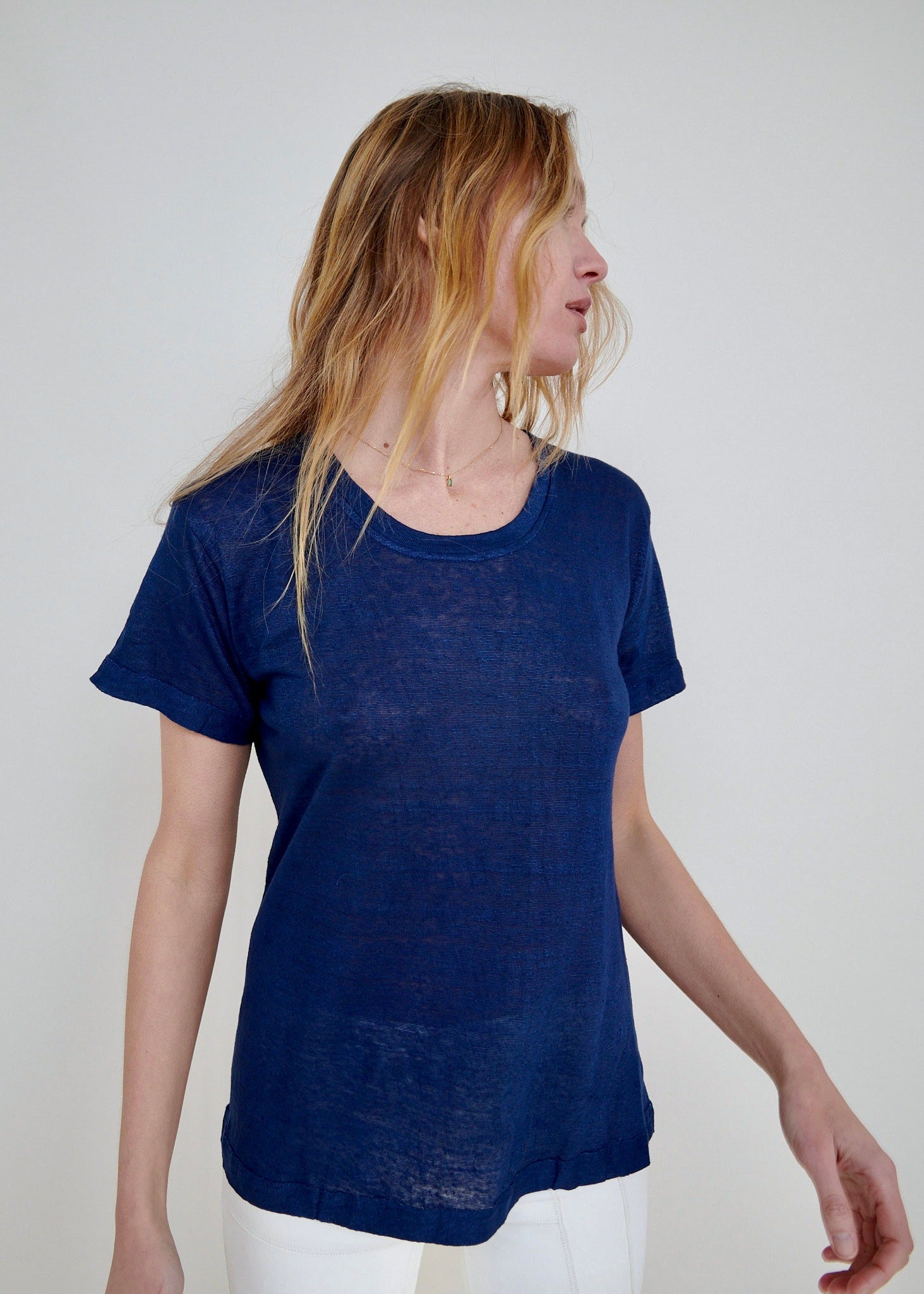 Unisex T-Shirt, Linen Jersey.  Indigo.