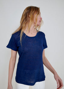 Unisex T-Shirt, Linen Jersey.  Indigo.