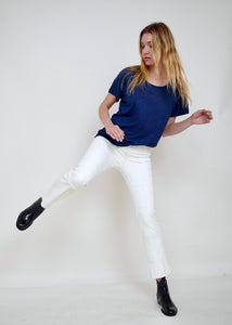 Unisex T-Shirt, Linen Jersey.  Indigo.