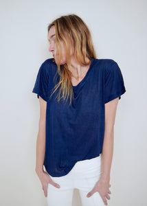 Unisex T-Shirt, Linen Jersey.  Indigo.