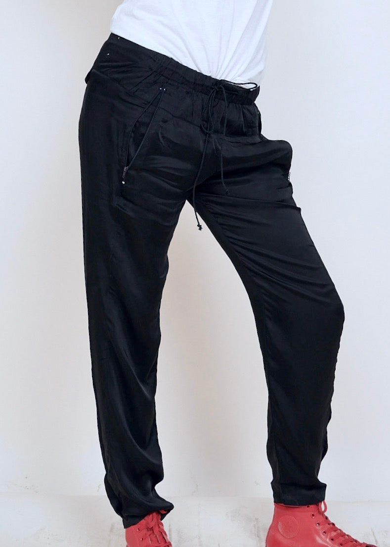 Drawstring Waist Pants - Matte Satin Cupro.