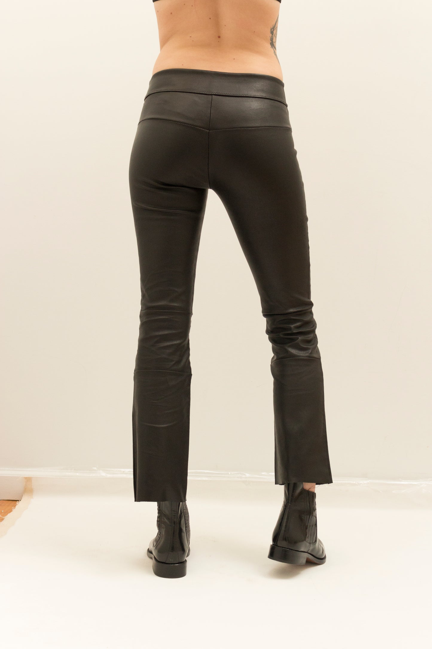 Stretch Leather Cropped Bootleggings