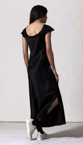 Slip dress. Bias Silk Ankle Grazer Dress: Black
