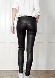 Stretch Lamb Leather Leggings, Black.