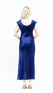 Ankle-Grazer Bias Silk Dress: Indigo