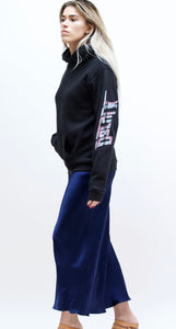 Slip dress. Ankle-Grazer Bias Silk Dress: Indigo