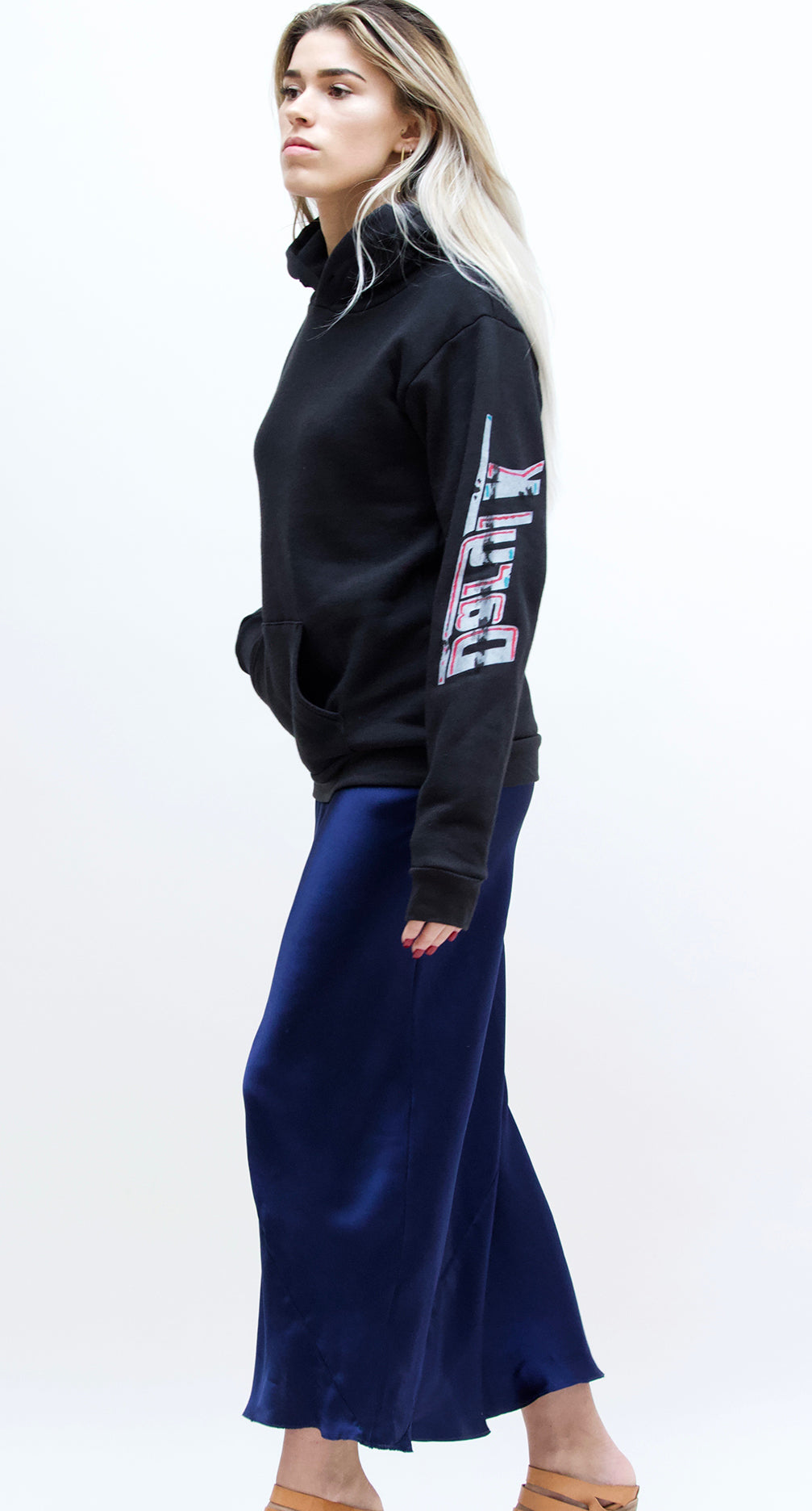 Slip dress. Bias Silk Ankle Grazer Dress: Black