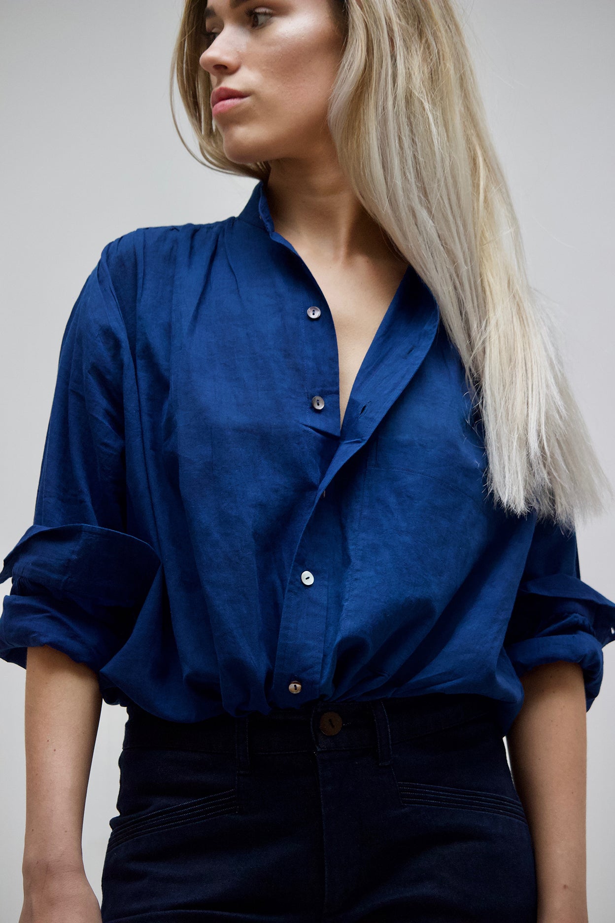 Peasant Shirt.. Black Cotton voile