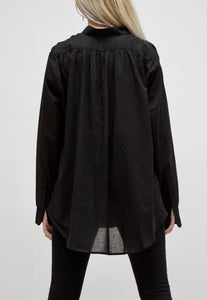 Peasant Shirt.. Black Cotton voile