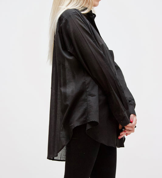 Peasant Shirt.. Black Cotton voile