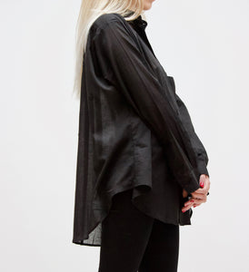 Peasant Shirt.. Black Cotton voile