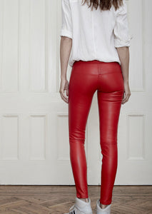 TS Stretch Leather Leggings: Lipstick Red